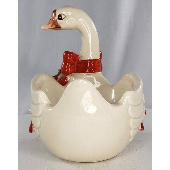 Fitz and Floyd Swan Tea Light Planter Candle Holder 1982 Hand Painted Porcelain - Picture 5 of 10